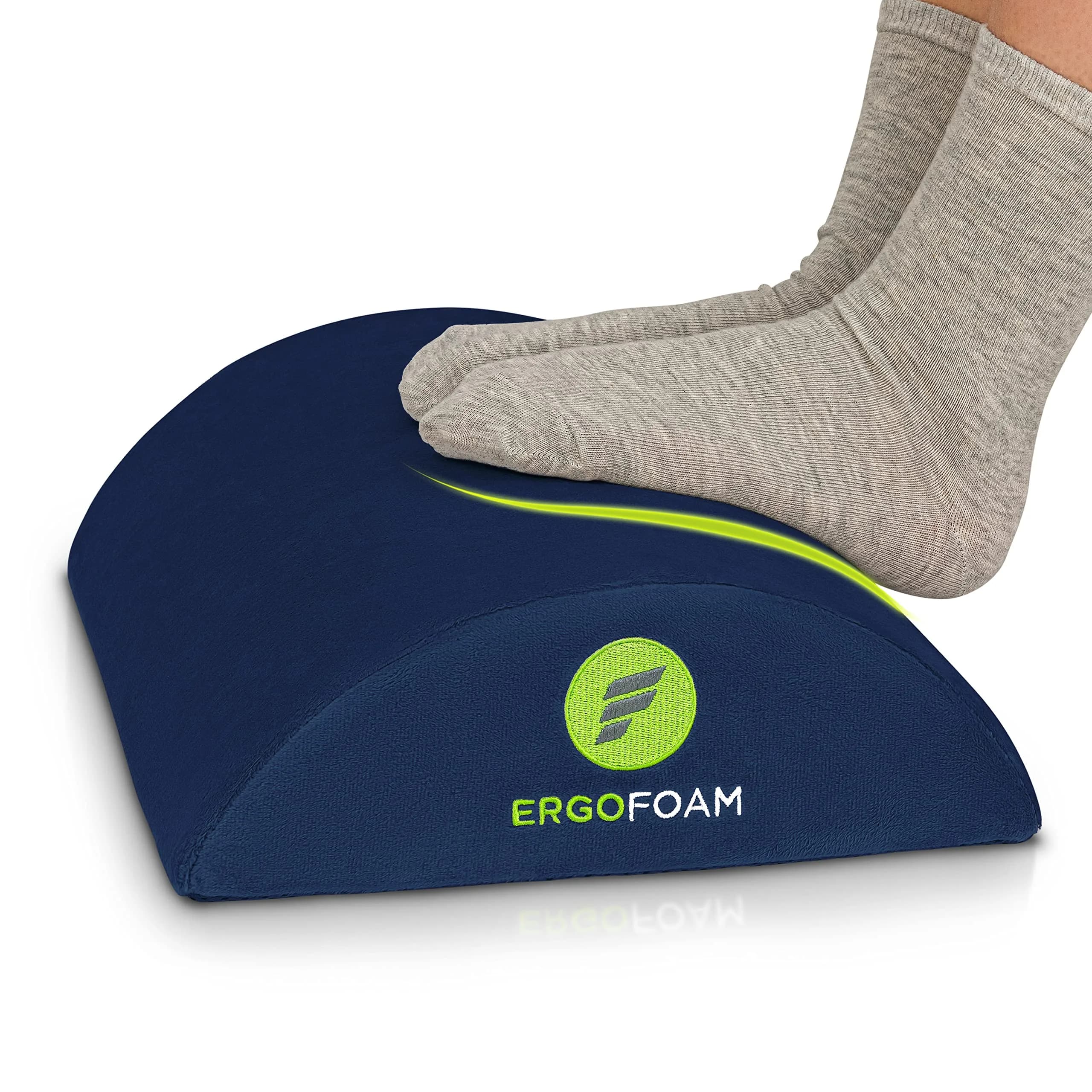 ErgoFoam Ergonomic Foot Rest Under Desk - Premium Velvet Soft Foam for Comfortable Rest; Navy Blue | 43.7cm x 29.4cm x 10.4cm (17.3" x 11.5" x 3.9") — Navy Blue Velvet