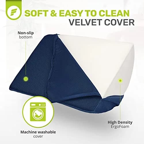 ErgoFoam Ergonomic Foot Rest Under Desk - Premium Velvet Soft Foam for Comfortable Rest; Navy Blue | 43.7cm x 29.4cm x 10.4cm (17.3" x 11.5" x 3.9") thumbnail 7