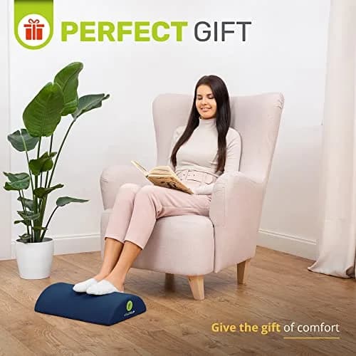 ErgoFoam Ergonomic Foot Rest Under Desk - Premium Velvet Soft Foam for Comfortable Rest; Navy Blue | 43.7cm x 29.4cm x 10.4cm (17.3" x 11.5" x 3.9") thumbnail 8