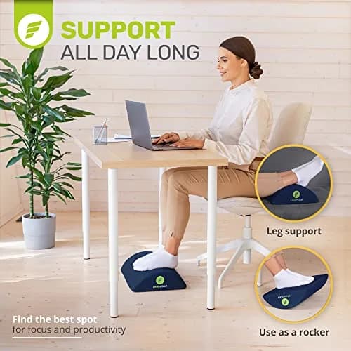ErgoFoam Ergonomic Foot Rest Under Desk - Premium Velvet Soft Foam for Comfortable Rest; Navy Blue | 43.7cm x 29.4cm x 10.4cm (17.3" x 11.5" x 3.9") thumbnail 3