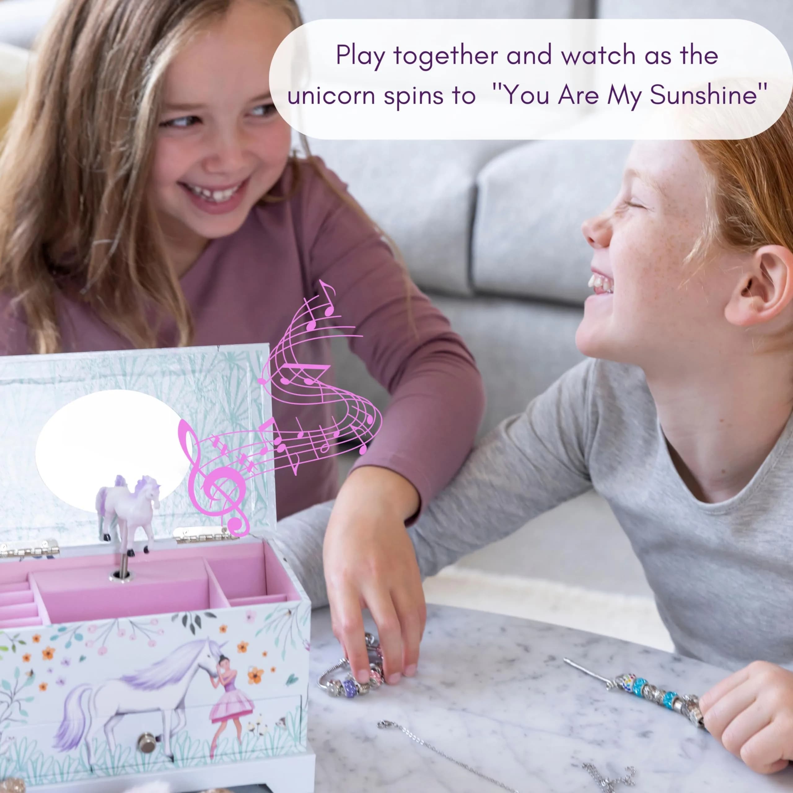 ABI + OLIE Ballerina Unicorn Kids Jewelry Box with Music & Jewelry Set, 18.5cm (7.3") | Musical Unicorn Organizer for Girls - view 7