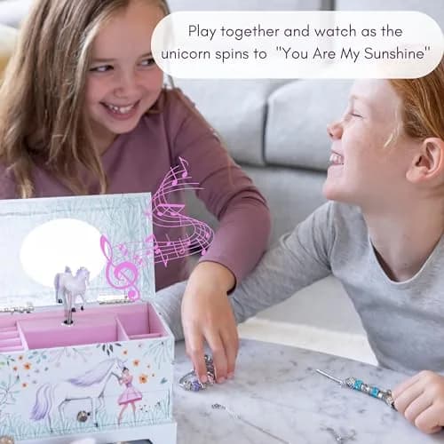ABI + OLIE Ballerina Unicorn Kids Jewelry Box with Music & Jewelry Set, 18.5cm (7.3") | Musical Unicorn Organizer for Girls thumbnail 7