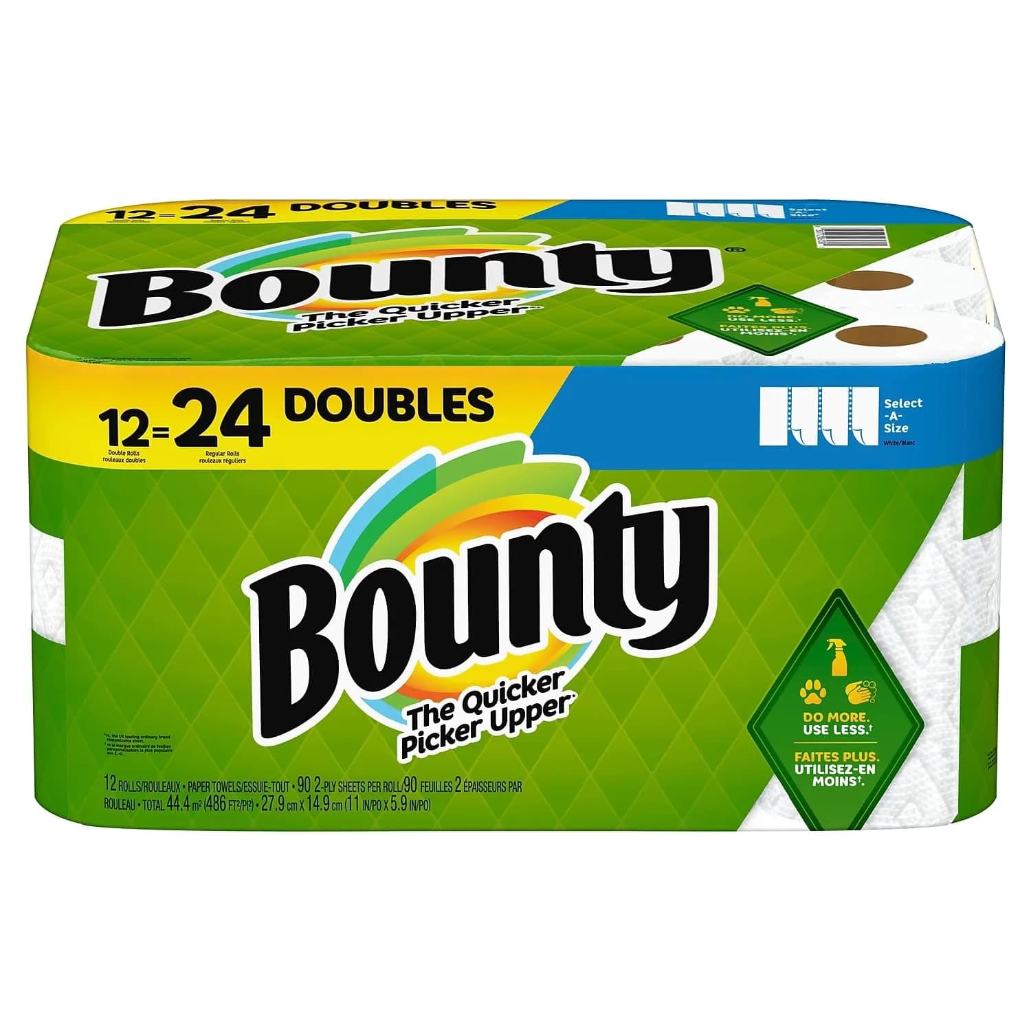 Bounty Select-A-Size Double 2-Ply Paper Towels, 1320 Sheets (12 Rolls) | Absorbent & Strong for Any Mess - main product image