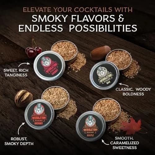 Middleton Mixology SmokeTop 4 Pack of Wood Chips | Cocktail & Food Smoking Chips, Made in The USA (Cherry, Hickory, Maple, Oak) thumbnail 4