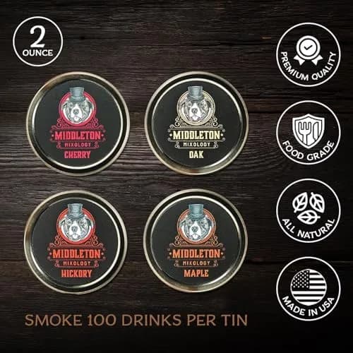 Middleton Mixology SmokeTop 4 Pack of Wood Chips | Cocktail & Food Smoking Chips, Made in The USA (Cherry, Hickory, Maple, Oak) thumbnail 2