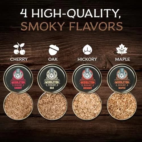 Middleton Mixology SmokeTop 4 Pack of Wood Chips | Cocktail & Food Smoking Chips, Made in The USA (Cherry, Hickory, Maple, Oak) thumbnail 3
