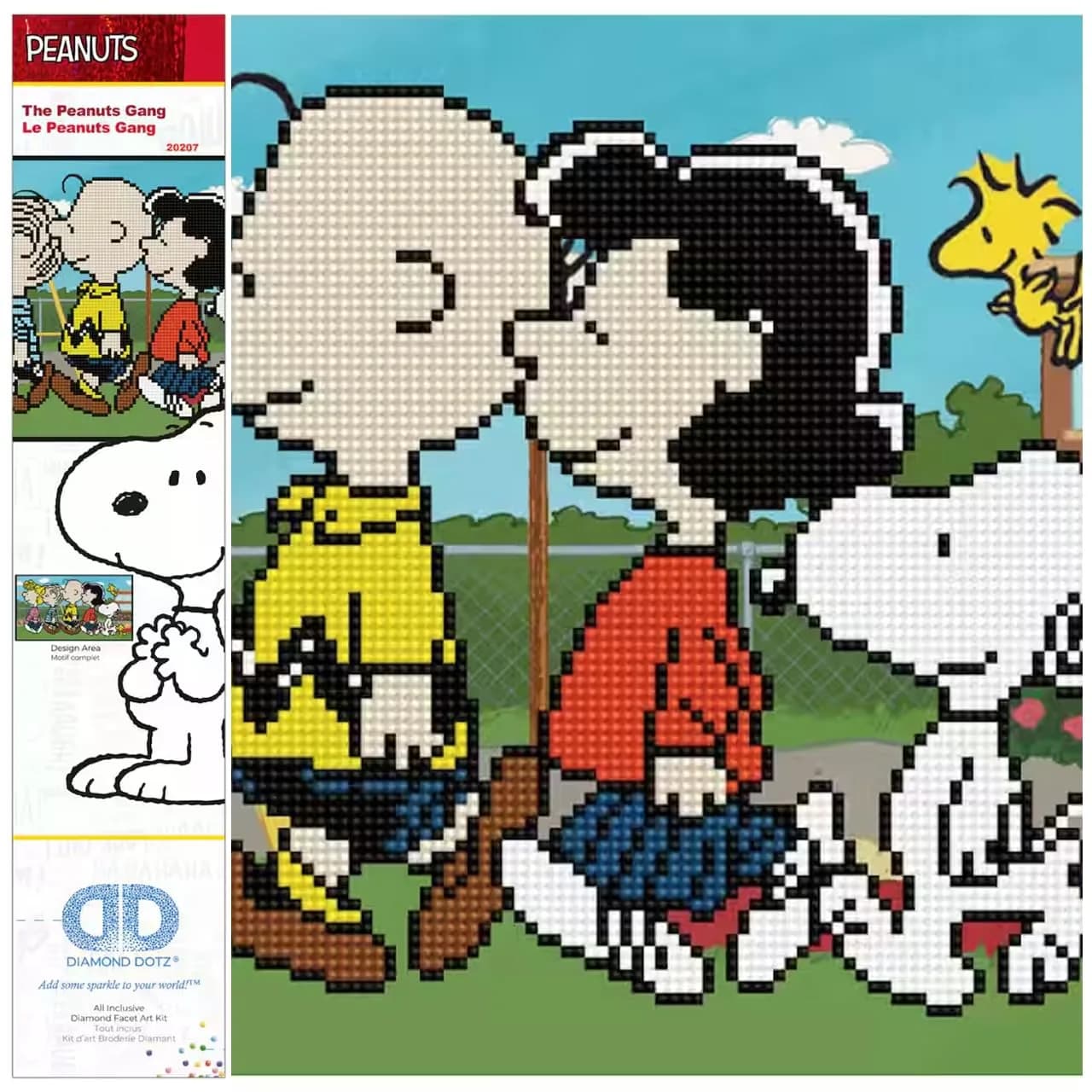 DIAMOND DOTZ The Peanuts Gang Snoopy Diamond Painting Kit for Adults | Sparkling Mosaic Art, 10x18 Inches