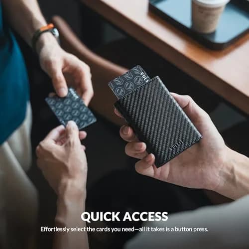 VULKIT Card Holder Wallet with Coin Pocket CF Black | RFID/NFC Blocking Leather Wallet for Cash & Cards thumbnail 3