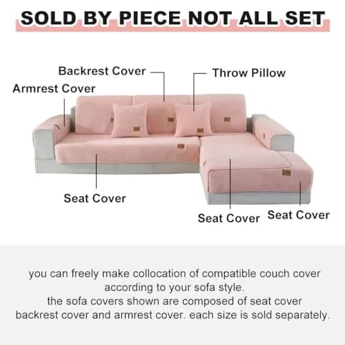 vctops Sherpa Fleece Sofa Couch Cover Pink | Super Soft & Warm Plush 28"x59" thumbnail 2