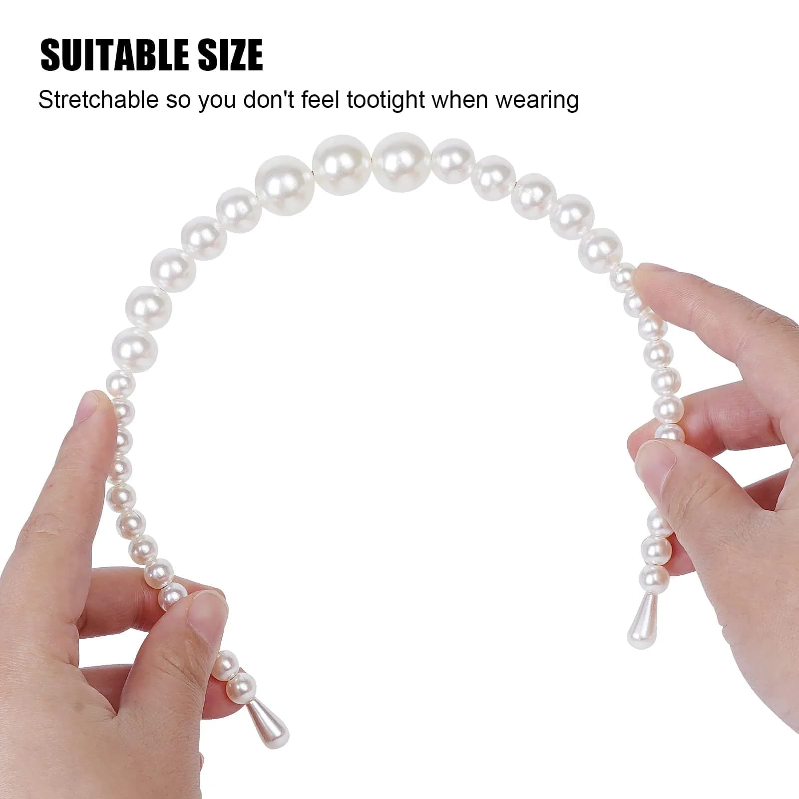 BEAYFILY White 4 Pack Pearl Fashion Headbands | Bridal Hair Hoop for Women Girls - view 3