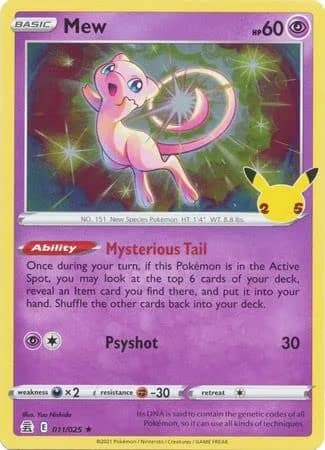 Pokémon Mew - 011/025 - Holo Rare Celebrations Card | Classic Anime Theme thumbnail 2
