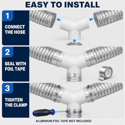 Enenes Duct Splitter 6 Inch 3 Way Duct Connector for HVAC, Dryer Vent Hose | Seamless Ventilation System Accessory thumbnail 5