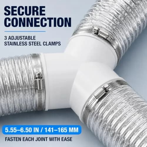 Enenes Duct Splitter 6 Inch 3 Way Duct Connector for HVAC, Dryer Vent Hose | Seamless Ventilation System Accessory thumbnail 6