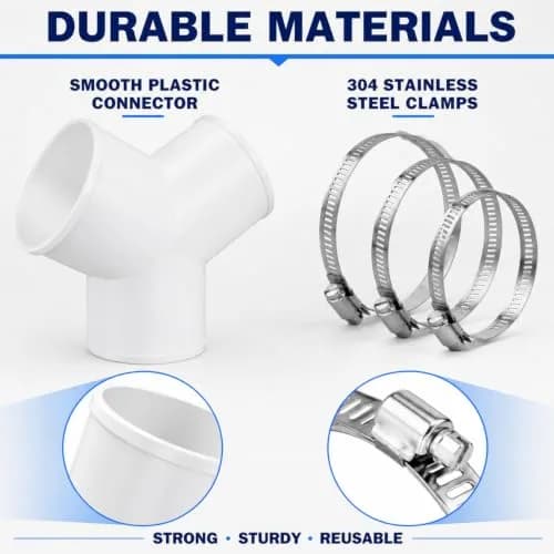 Enenes Duct Splitter 6 Inch 3 Way Duct Connector for HVAC, Dryer Vent Hose | Seamless Ventilation System Accessory thumbnail 3