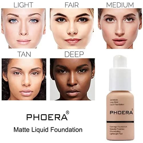 PHOERA Matte Liquide Foundation Full Coverage with Kabuki Brushes (101 Porcelain + 102 Nude) | 30ml (1.01 Fl Oz) | Waterproof & Oil-Controlling thumbnail 3