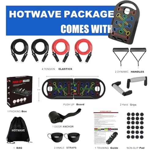 HOTWAVE Push Up Board, Portable Foldable 20 in 1 Home Gym Equipment for Men & Women thumbnail 5