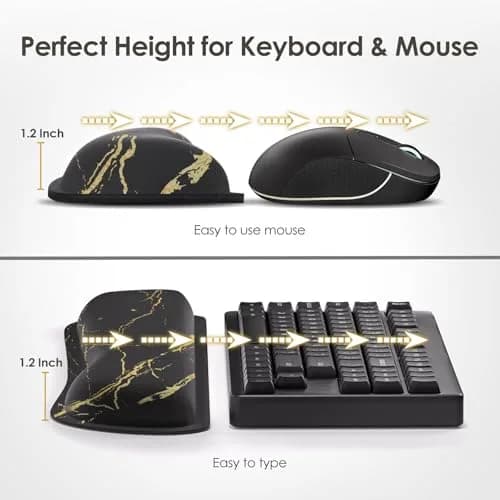 Gimars Upgrade Enlarge Gel Memory Foam Keyboard Wrist Rest Pad & Mouse Wrist Cushion Set, Marble Pattern, 3-Piece Set | Ergonomic Support for Typing Pain Relief thumbnail 6