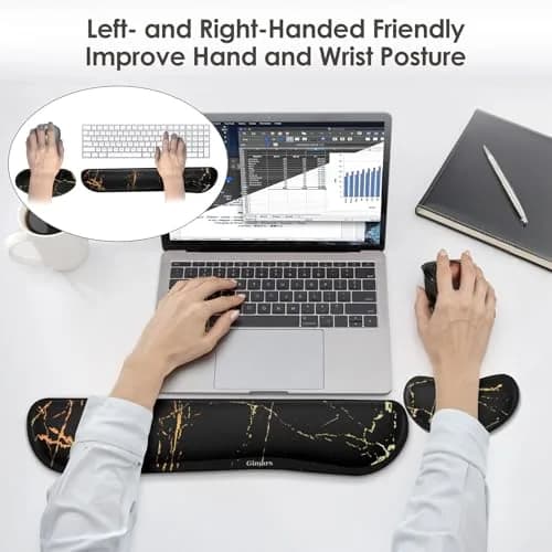 Gimars Upgrade Enlarge Gel Memory Foam Keyboard Wrist Rest Pad & Mouse Wrist Cushion Set, Marble Pattern, 3-Piece Set | Ergonomic Support for Typing Pain Relief thumbnail 9