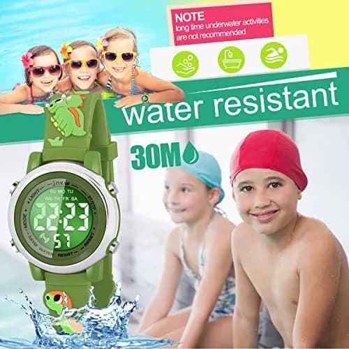 Viposoon Boys' Cartoon Watch Green Silicone Strap | 3ATM Water Resistant Digital Watch for Kids Ages 3-10 thumbnail 4