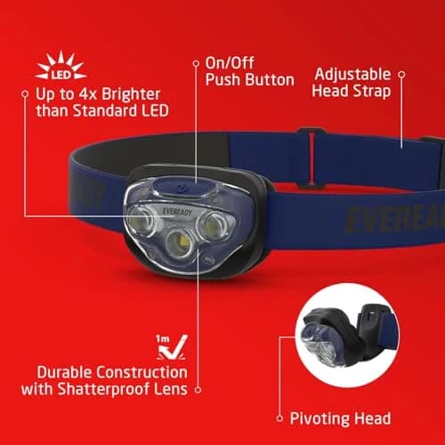 EVEREADY LED Headlamp 200 Lumen | Water-Resistant, Impact-Resistant, 2 Pack thumbnail 4
