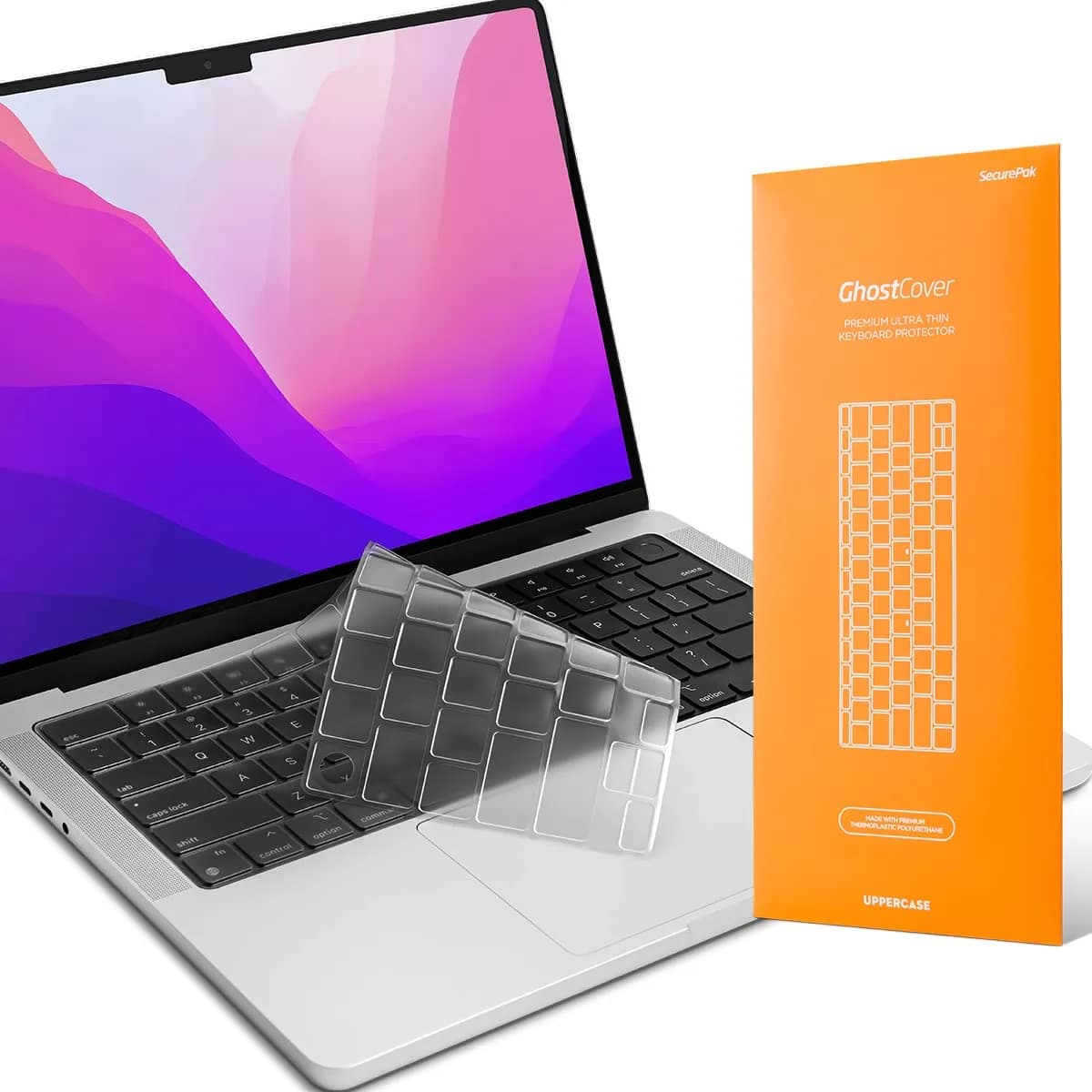 UPPERCASE GhostCover Ultra Thin Keyboard Protector for MacBook Pro 14"/16" & Air 13"/15" M1-M5, Clear | US ANSI Layout