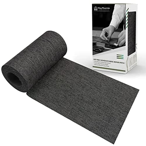 KING MOUNTAIN Premium Linen Fabric Iron-on Repair Patch, 3"x60" Dark Grey | Durable Fabric Mending Solution - main product image