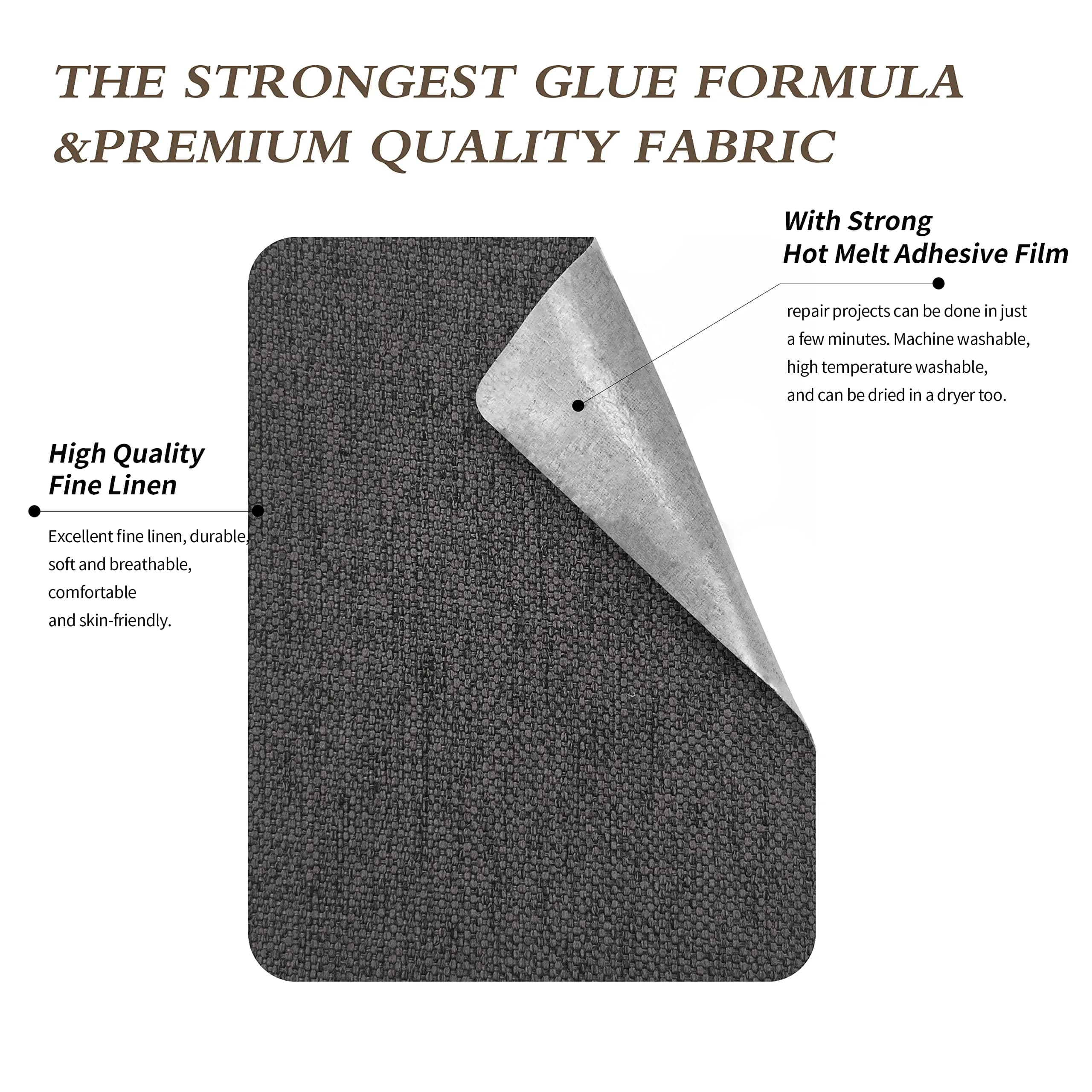 KING MOUNTAIN Dark Grey Linen Canvas Iron-On Repair Patch Roll - Waterproof Fabric Mending Tape (3"x60") - view 3