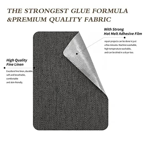KING MOUNTAIN Premium Linen Fabric Iron-On Repair Patch, Dark Grey, 22.8 cm x 152.4 cm (3"x60") | Durable Garment Mending thumbnail 3