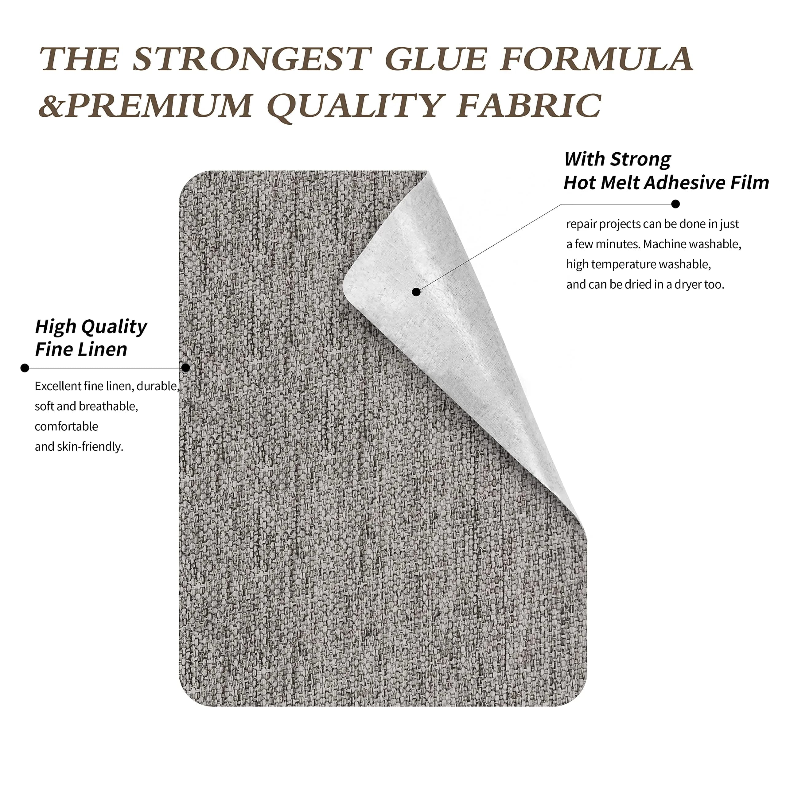 KING MOUNTAIN Premium Linen Fabric Iron-On Repair Patch 8.2cm x 152cm (3"x60") | Durable Garment Mending Kit - view 3