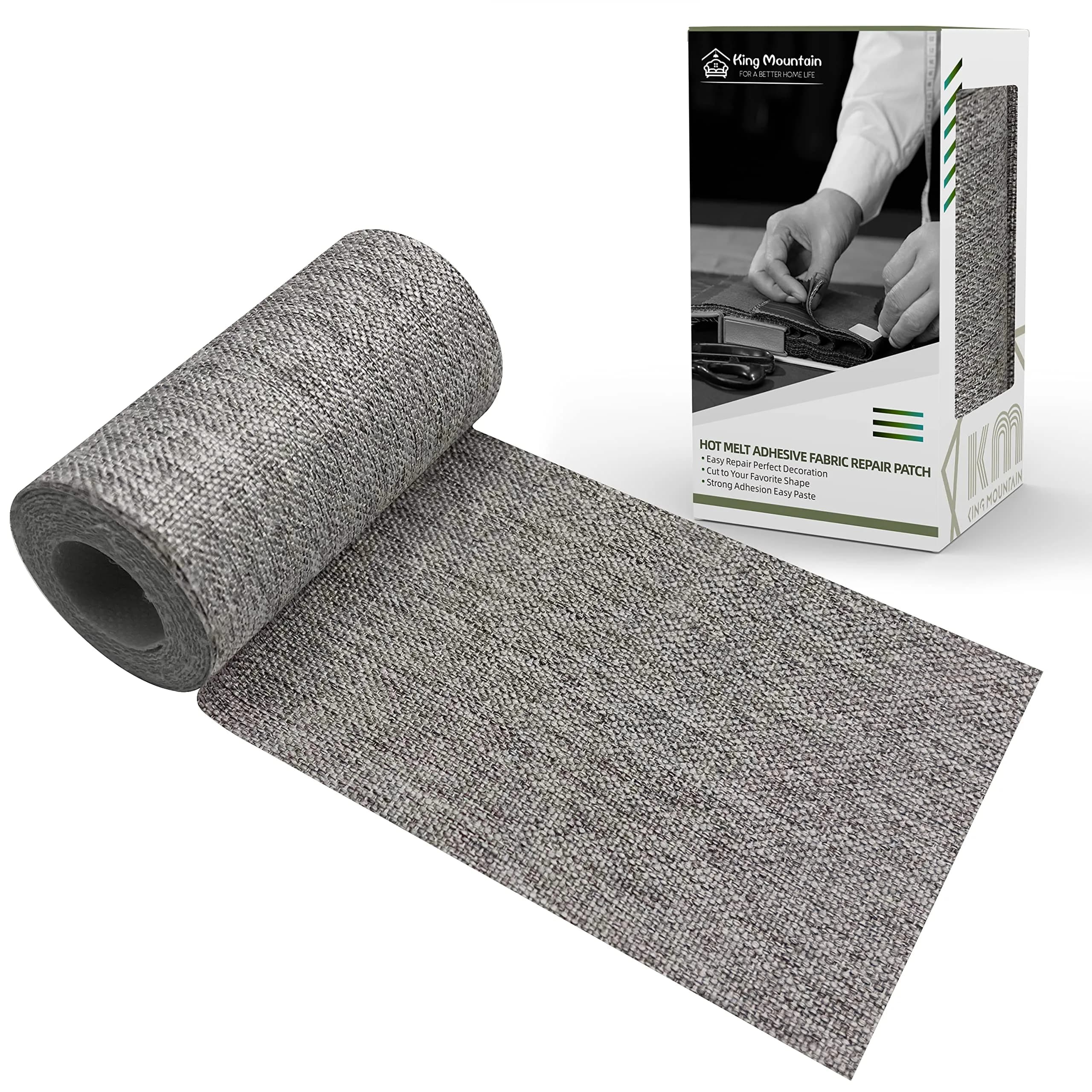 KING MOUNTAIN Denim Iron-on Repair Patch Roll (3"x60", Blue) | USA-Sourced Fabric Mending Solution — Medium Grey / Linen-3"x60"