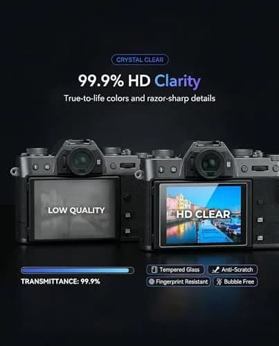 iDaPro Screen Protector for Fujifilm X-T30 II, 9H Tempered Glass | Scratch & Drop Resistant, Ultra Clear, 0.3mm Thin, Includes Wrist Strap thumbnail 5