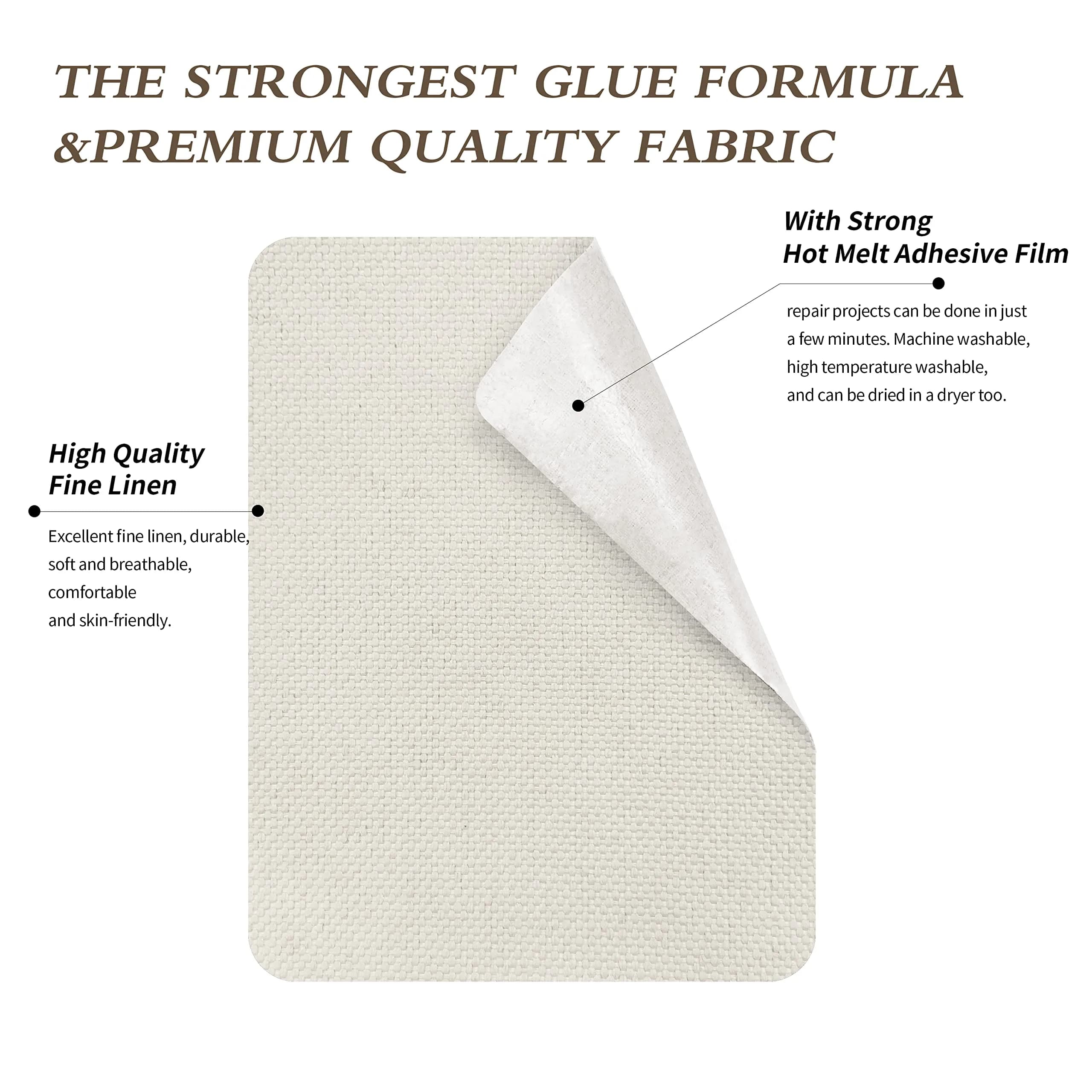 KING MOUNTAIN Off-White Linen Canvas Iron-On Repair Patch Roll (3"x60") | Waterproof Fabric Mending for Sofas, Tents, Clothes - view 3
