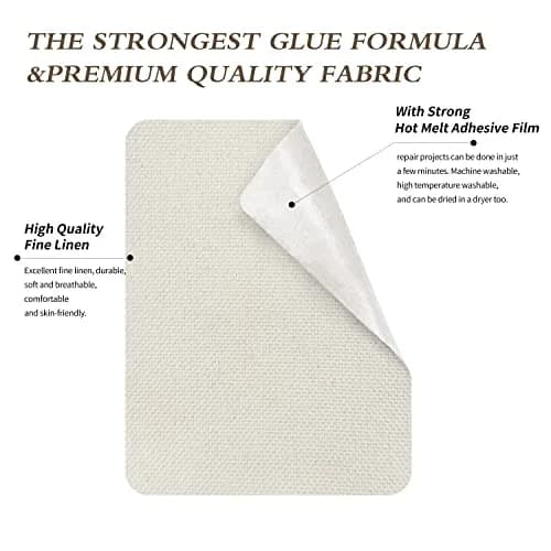 KING MOUNTAIN Off-White Linen Fabric Iron-On Repair Patch 2.27 m (60") | Durable & Easy to Apply for Garment & Home Repair thumbnail 3