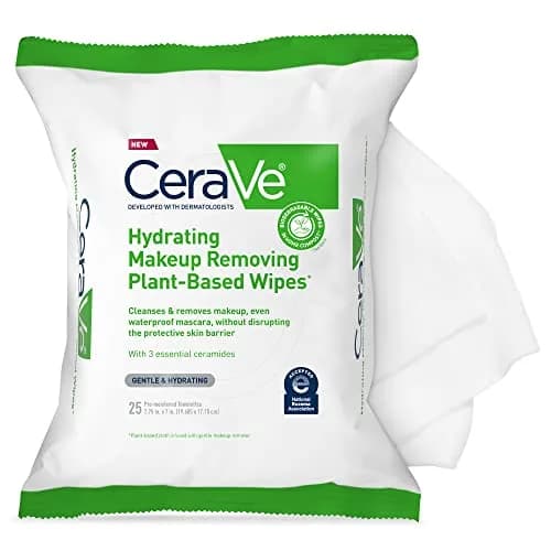 CeraVe Makeup Remover Wipes, Plant Based Face Wipes with Glycerin, 25ct | Hydrating, Gentle & Biodegradable thumbnail 1