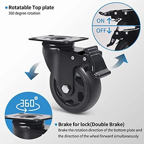 YAEMIKY 4 Inch Heavy Duty Plate Casters 2000lbs | Swivel with Dual Locking for Cart & Furniture thumbnail 4