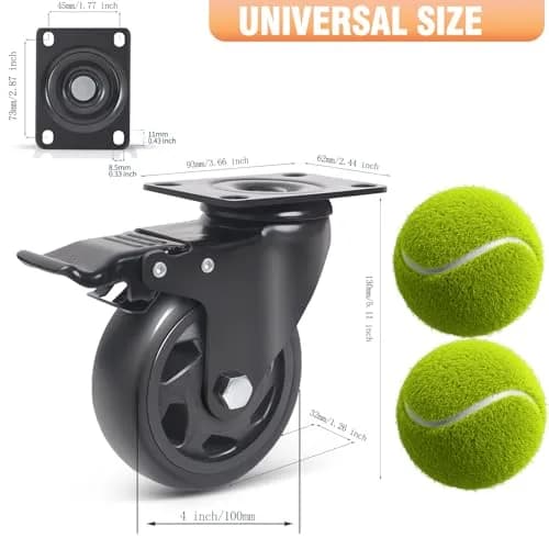 YAEMIKY 4 Inch Heavy Duty Plate Casters 2000lbs | Swivel with Dual Locking for Cart & Furniture thumbnail 2
