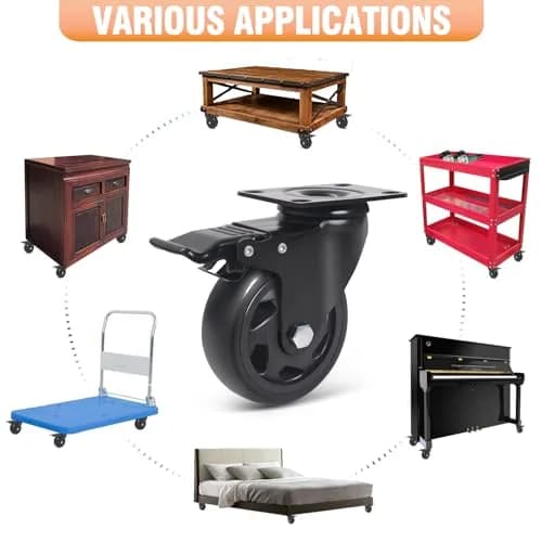 YAEMIKY 4 Inch Heavy Duty Plate Casters 2000lbs | Swivel with Dual Locking for Cart & Furniture thumbnail 3