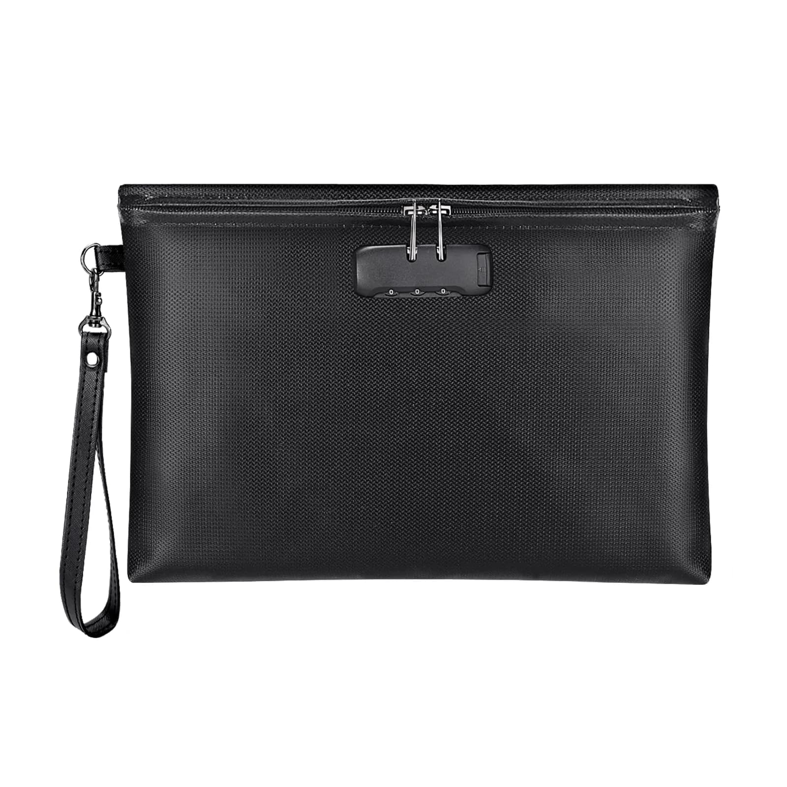 ZOOPIP Fireproof Money Bag with Lock, Black 28.45cm x 19.3cm (11.2"x7.6") | Secure Document & Cash Pouch — ‎11.2"x7.6"
