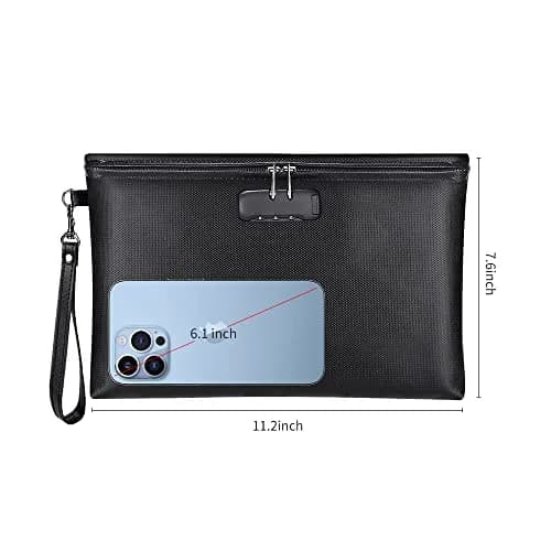 ZOOPIP Fireproof Money Bag with Lock, Black 28.45cm x 19.3cm (11.2"x7.6") | Secure Document & Cash Pouch thumbnail 4