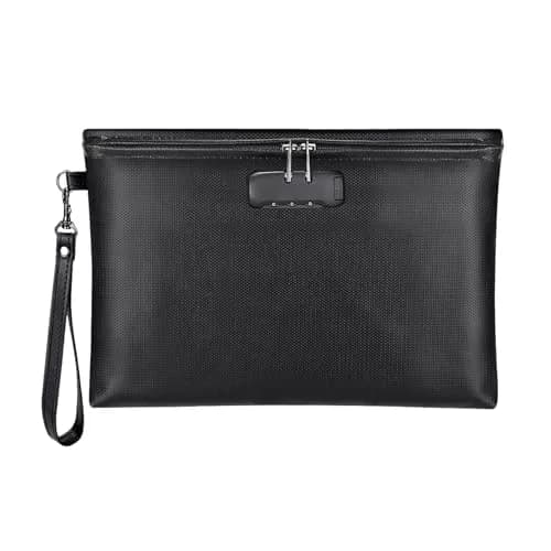 ZOOPIP Fireproof Money Bag with Lock, Black 28.45cm x 19.3cm (11.2"x7.6") | Secure Document & Cash Pouch thumbnail 1