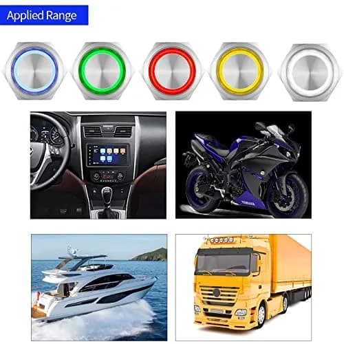 ZJWZJH 22mm Latching Push Button Switch 15A 24V White LED | UL Listed Waterproof Stainless Steel thumbnail 7