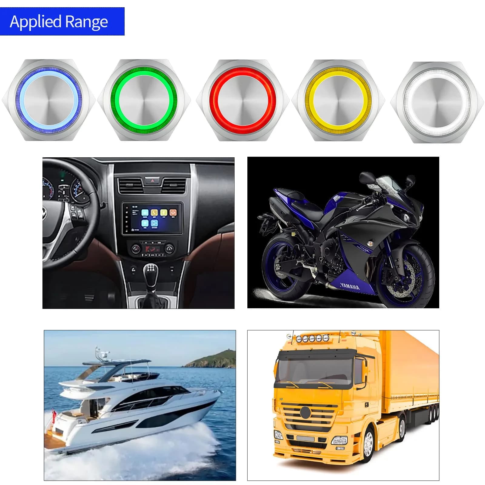 ZJWZJH 22mm Latching Push Button Switch 25mm (0.98") | UL Listed 15A Waterproof Green LED - view 7