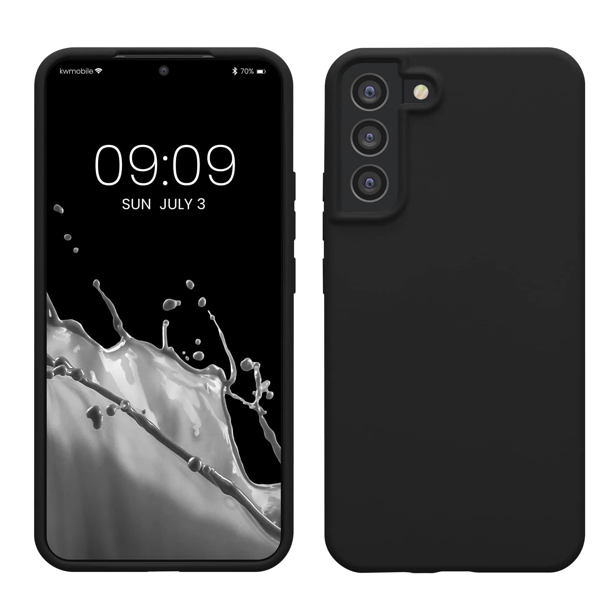 kwmobile Black Matte TPU Silicone Case for Samsung Galaxy S22 Plus | Non-Slip Grip & Shockproof Protection — black matte