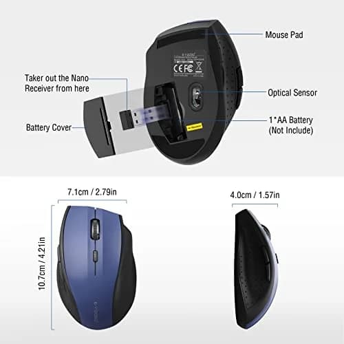 E-YOOSO Wireless Mouse for Laptop | 5-Level 4800 DPI, 18 Months Battery, Portable Blue thumbnail 6