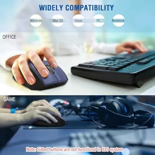 E-YOOSO Wireless Mouse for Laptop | 5-Level 4800 DPI, 18 Months Battery, Portable Blue thumbnail 7