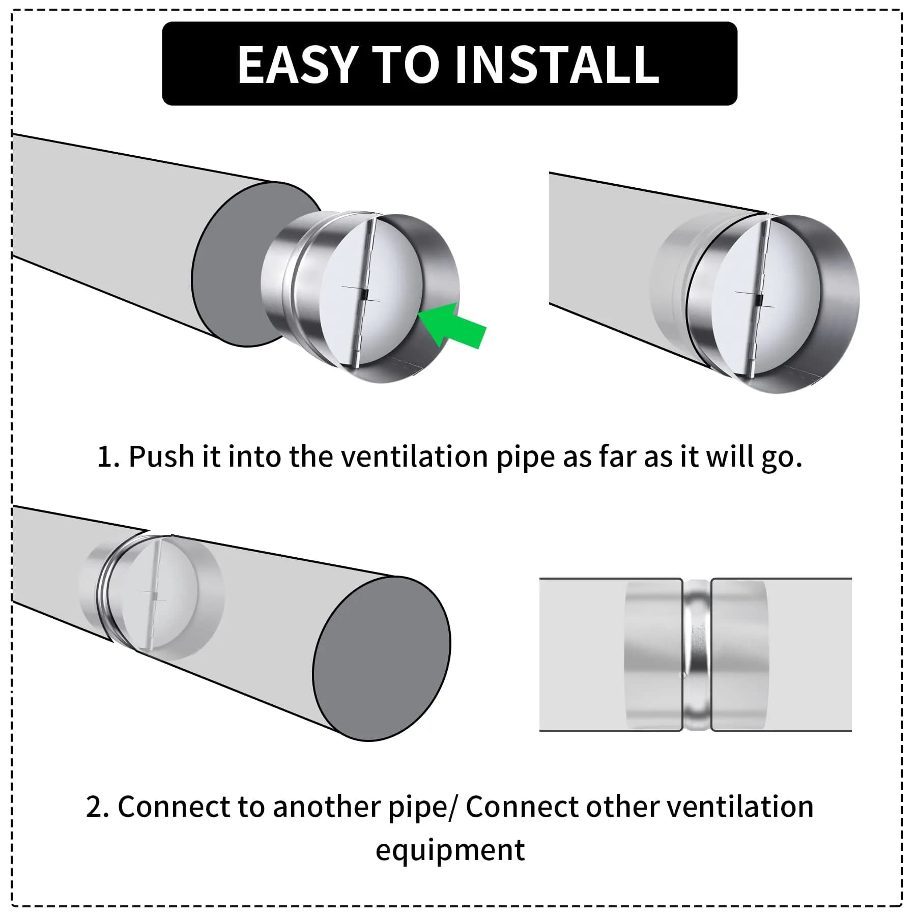 Miuwauer 4 Inch Backdraft Damper HVAC Duct Blocker | Prevents Airflow When Fan Is Off - view 4