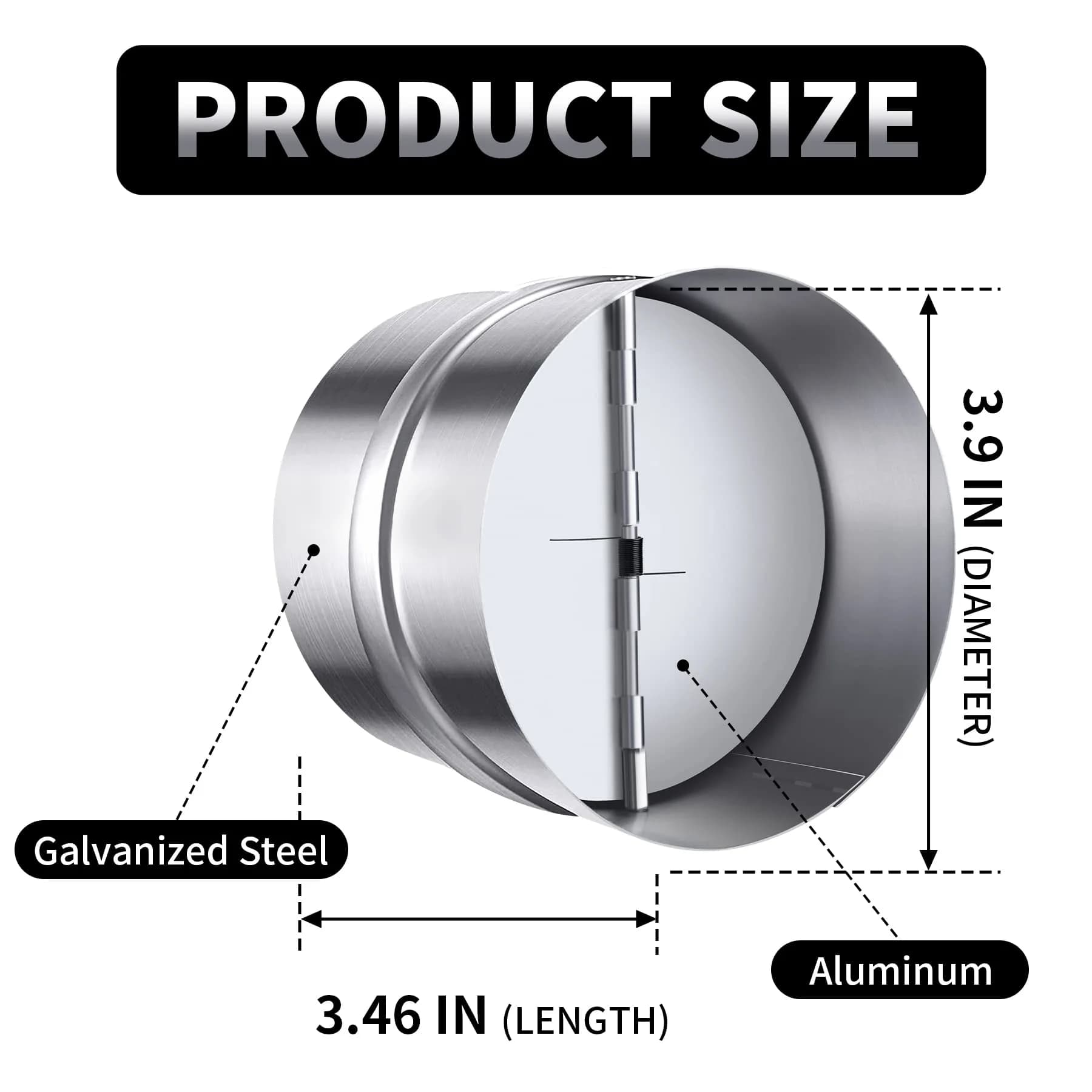 Miuwauer 4 Inch Backdraft Damper HVAC Duct Blocker | Prevents Airflow When Fan Is Off - view 2