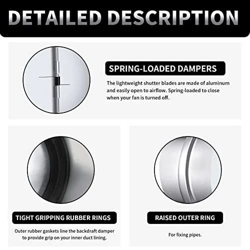 Miuwauer 4 Inch Backdraft Damper HVAC Duct Blocker | Prevents Airflow When Fan Is Off thumbnail 3