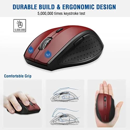 E-YOOSO Wireless Mouse for Laptop | 5-Level 4800 DPI, 18 Months Battery Life, Cordless 2.4GHz, Red thumbnail 4