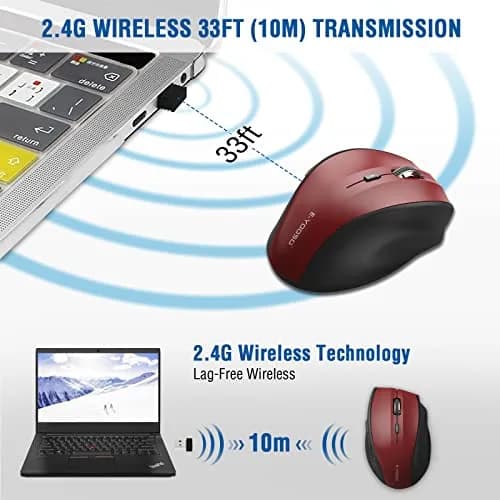 E-YOOSO Wireless Mouse for Laptop | 5-Level 4800 DPI, 18 Months Battery Life, Cordless 2.4GHz, Red thumbnail 3
